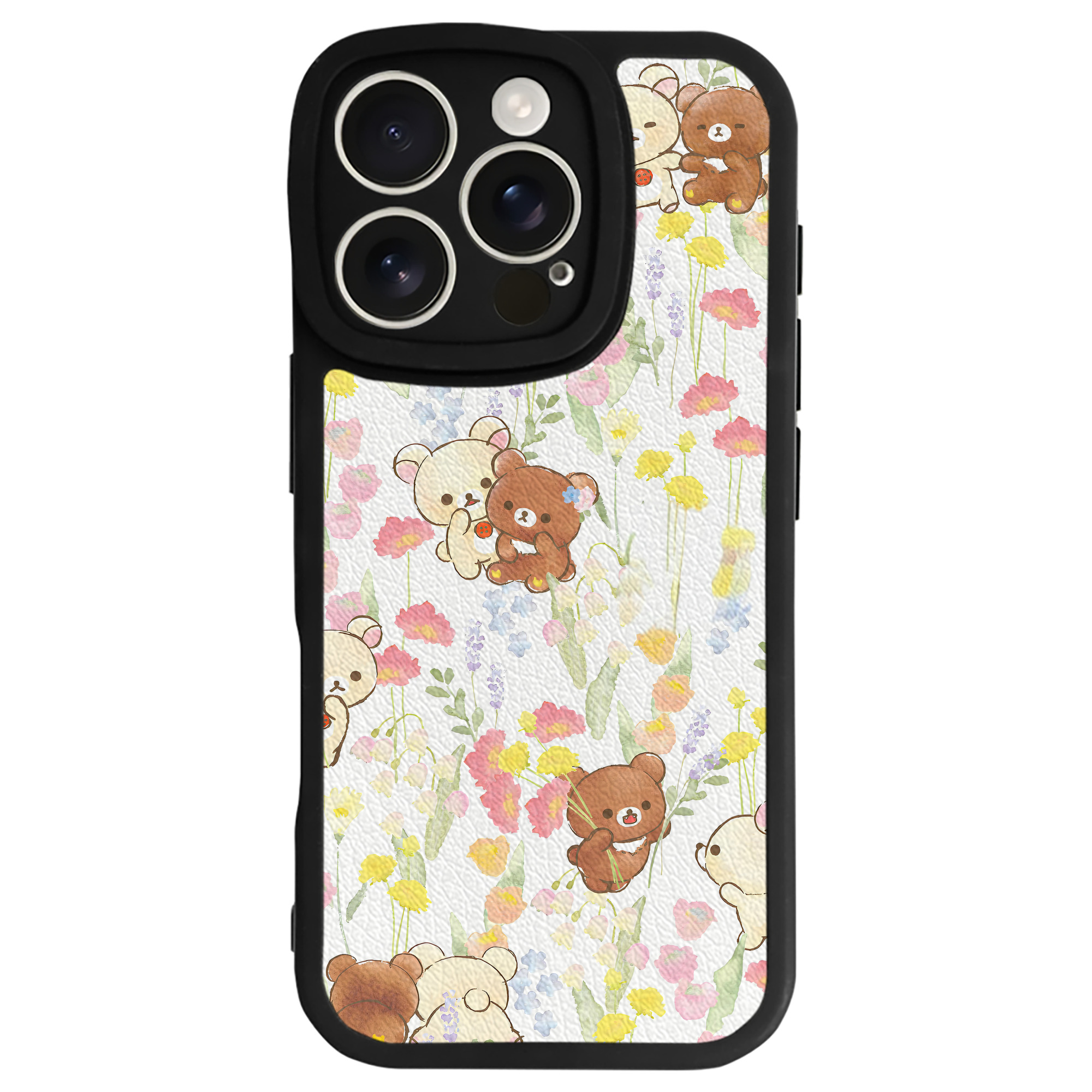 （画像用） リラックマ リラックマ キイロイトリ Rilakkuma Korilakkuma Kiiroitori 【iPhone 16シリーズ対応】シリコンスマホケース（レザー調） 材質：シリコン